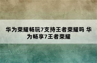 华为荣耀畅玩7支持王者荣耀吗 华为畅享7王者荣耀